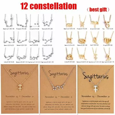 $1.19 • Buy 12 Constellation Pendant Necklace Zodiac Women Clavicle Chain Jewelry Wholesale 