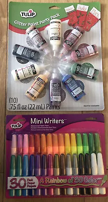 Tulip Glitter Fabric Paint Party Pack + Tulip 30 Mini Writers Fabric Paints • £12.99