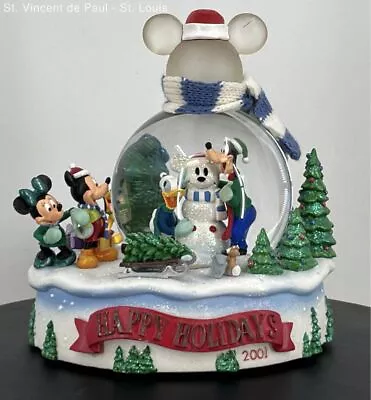 Disney 2001 Mickey Mouse And Friends Musical Snow Globe -  Winter Wonderland  • $6.39