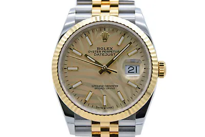 Rolex Datejust 36 Palm Dial Stahl-Gold Men's Watch / Ref 126233 Full Set 2022 • £14944.77