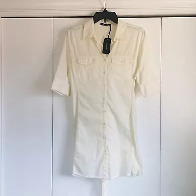 NAKED ZEBRA Size Medium Cream Off White Shirt Dress NWT • $15.13