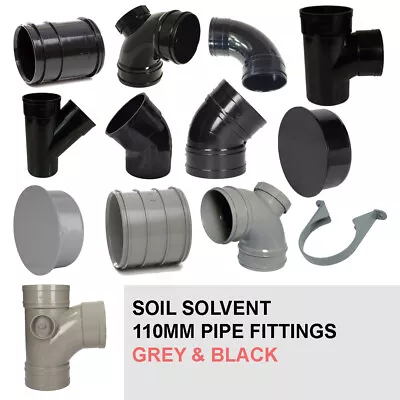 4 Inch 110mm Solvent Weld Pipe Fittings  Socket  External/Internal UK Black Grey • £85