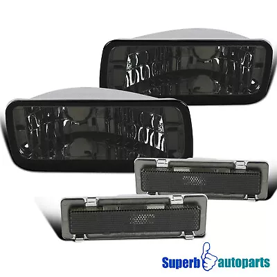 Fits 1985-1992 Camaro Front Bumper Signal Lights +Side Marker Lights Smoke 4PC • $61.71