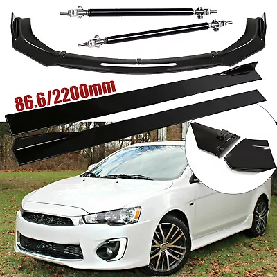 Front Bumper Lip Splitter Spoiler Strut Rods For Mitsubishi Lancer 2010-2017 • $90.99