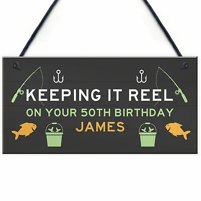 £4.99 • Buy Personalised Funny Fishing Sign Birthday Gift For Men 40th 50th 60th Gift