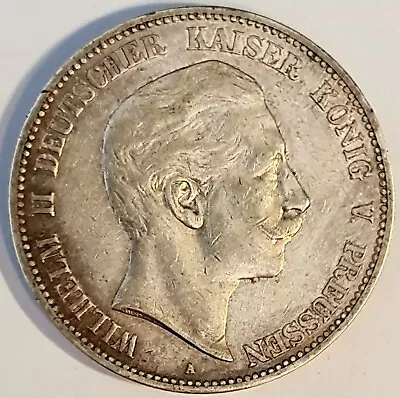 GERMAN STATES  PRUSSIA / 1907A 5 MarkWilhelm II !!! • $55