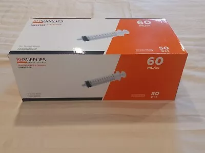 BH Supplies 60ml Luer Lock Tip Syringes No Needle-Sterile Individually Wrap 50  • $10