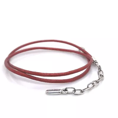 Genuine Pandora Sterling Silver Red Leather Necklace 45cm 590397RD Retired • $79
