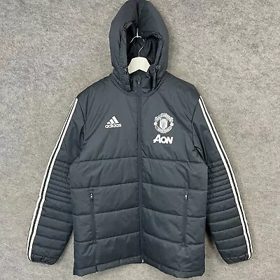 Manchester United Jacket Mens Medium Grey Adidas Training Player Issue Coat 2017 • £39.99