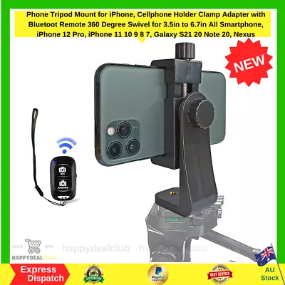 $19.45 • Buy Phone Tripod Mount For IPhone Cellphone Holder Clamp Adapter With Bluetoot Remot