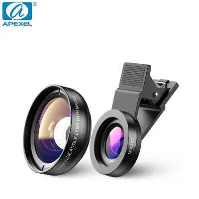 APEXEL HD 2in1 Clip-On Super Wide Angle+Macro Phone Lens Kit For IPhone Android • £14.98