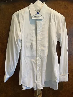 Van Heusen Vintage Tux Shirt Van  Collar Cliff White Cotton French Cuff & Snaps • $39.99
