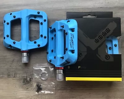 FOOKER MTB Pedals Mountain Bike Pedals 3 Bearing Non-Slip Lightweight Blue • $22