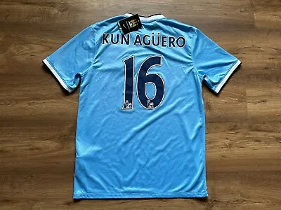 Manchester City England 2013/2014 Home FOOTBALL SHIRT Nike #16 Sergio Agüero • $220