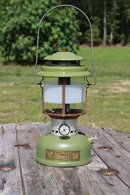 Vintage Sears Lantern By Coleman Avocado Green Frosted Globe Double Mantle 3/73 • $254.96