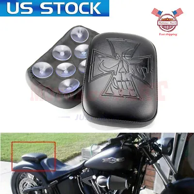 Black Cross Rear Passenger Seat Pad Pillion 8 Suction Cups For Harley Motorcycle • $17.81
