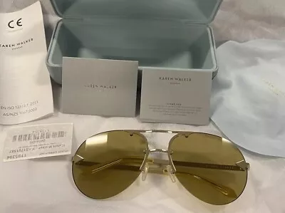 Karen Walker Love Hangover Oversized Aviator Sunglasses In Marigold Excellent! • $79.99