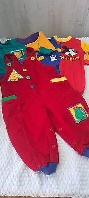 Vintage Baby Clothes Lot 1990s Overalls Disney Barney Playsuit Jacket Shirt • $4.25