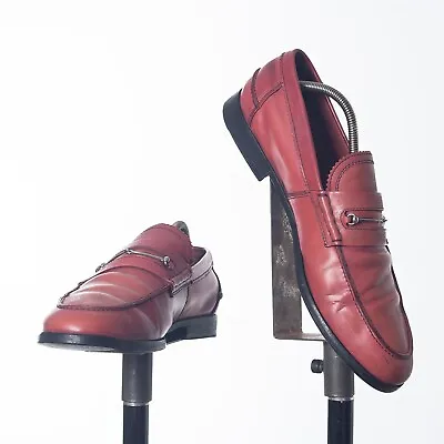 $77 • Buy GUCCI Red Leather Penny Loafers Italy Made EU11