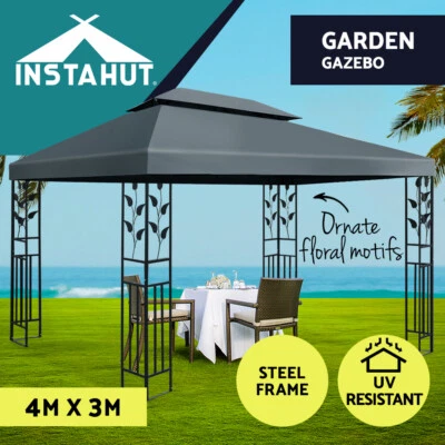 $168.95 • Buy Instahut Gazebo 4x3m Party Marquee Outdoor Wedding Event Tent Iron Art Canopy