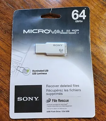 Sony LED MicroVault 64gb USB Flash Drive USM64GM/W Portable Storage Device NEW • $65