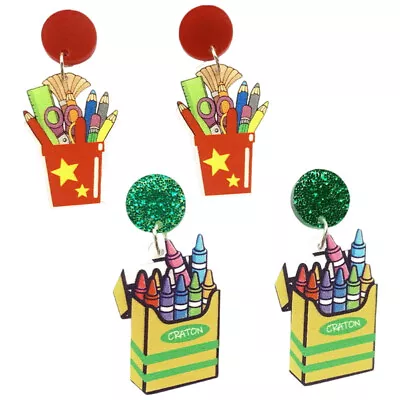 Crayon Style Earrings Cute Colorful Crayon Pendant Earrings For Women Girl Kid • £4.31