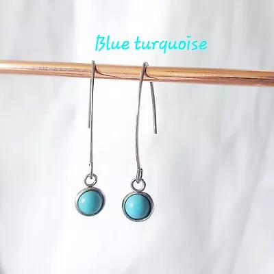 Gemstones Surgical Steel Dangle Earrings 6mm Handmade French Hooks Earrings • £5.99