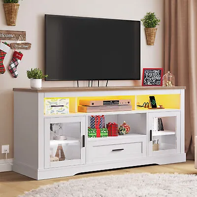 Modern LED TV Stand Cabinet W/ Power Outlets For 65 Inch TV Entertainment Center • $179.98