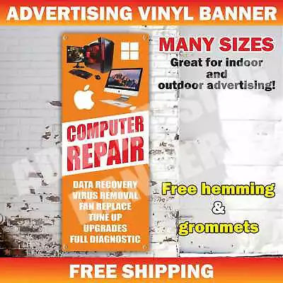 COMPUTER REPAIR Advertising Banner Vinyl Mesh Sign Data Recovery Virus Removal • $219.95