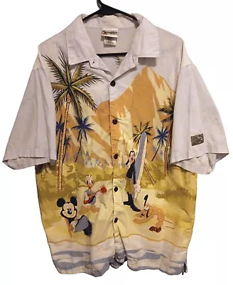 VTG Disneyland Hawaiian Shirt Men’s Large Mickey Mouse Big Mickahuna Surf Shirt • $14.99