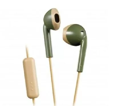 JVC Khaki Green Retro Style Stereo Sweatproof Earbuds With Remote + Microphone • $12.99