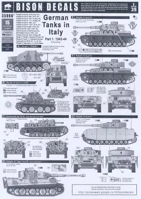 Bison Decals 1/35 GERMAN TANKS IN ITALY 1943-1944 • $9.99