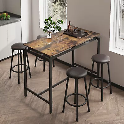 5 Piece Bar Table Set Counter Height Kitchen Dining Bar Table W/ 4 Bar Stools • $185.99