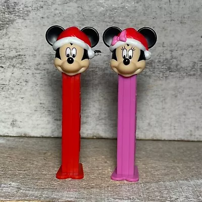 Lot Of 2 Mickey And Minnie Mouse PEZ Dispenser Christmas Edition LOOSE PEZ • $12