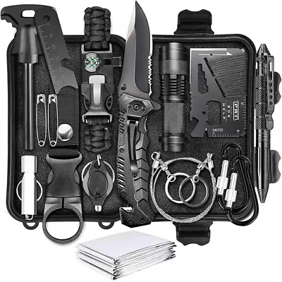 14 In 1 Outdoor Survival Kit Camping Emergency Gear Tactical Tools EDC Tool Case • $56.03