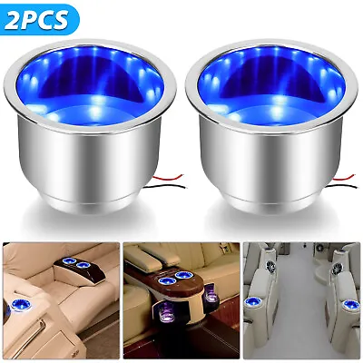 2PCS Stainless Steel Silver Car LED Cup Drink Holder Marine Boat Yacht Truck RV • $18.98