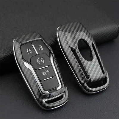 Carbon Fiber Hard Smart Key Cover For Ford Lincoln Accessories Chain Holder • $9.98