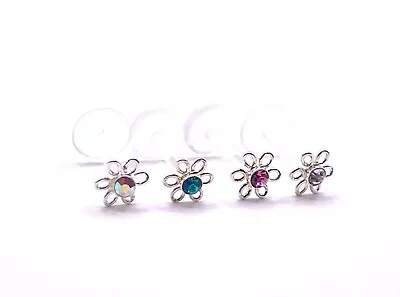 £4.19 • Buy Crystal Flower Labret Helix Cartilage  Tragus Bio Flex Bar Push Fit  6mm X 1.2MM