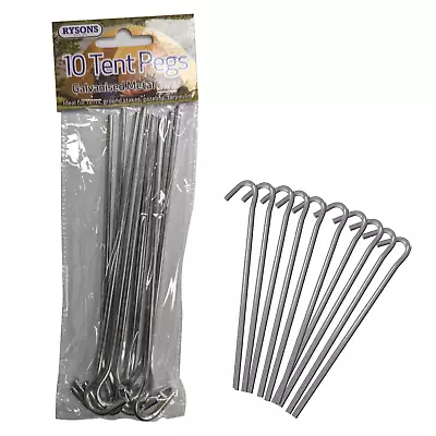 £2.95 • Buy 10x 16cm Galvanised Steel Tent Pegs Heavy Duty Metal Ground Sheet Camping