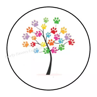 30 Paw Print Tree Envelope Seals Labels Party Favors Stickers 1.5  • $1.99