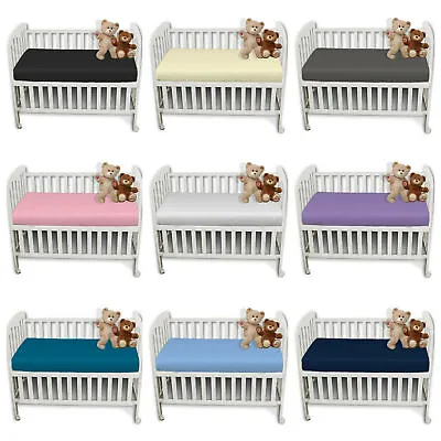 2 X Cot Bed Fitted Sheets 100% Pollycotton Fitted Sheets 70 X 140 Cm • £7.49