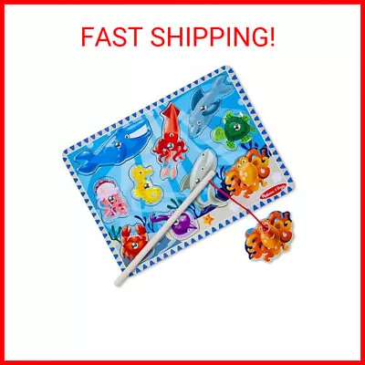 Magnetic Wooden Fishing Game And Puzzle With Ocean Animal Magnets - Chunky Puzzl • $19.41