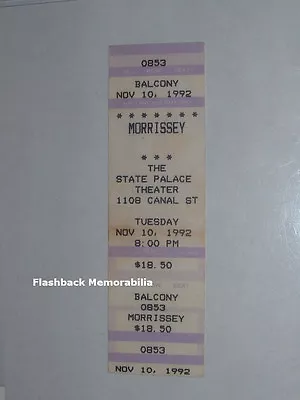 MORRISSEY Unused 1992 Concert Ticket NEW ORLEANS STATE PALACE The Smiths RARE • $27