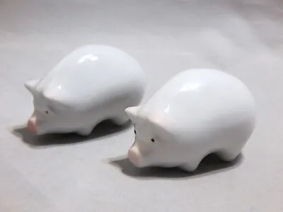 Zsolnay Hungary Pair Of White And Pink Pig Figurines • £27.99