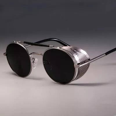 Steampunk Sunglasses Metal Side Shield Men Women Designer Retro Vintage New • $8.99