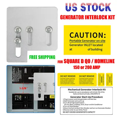 Generator Interlock Kit For Square D QO Or Homeline 150 & 200 Amp Panels • $26.99