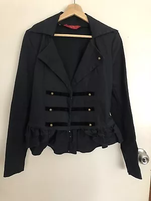 Tigerlily Black Jacket Size 8 Cropped Blazer Military Gold Hardware • $15