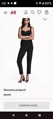 H&M Black Sleeveless Jumpsuit Sz 2 • $18