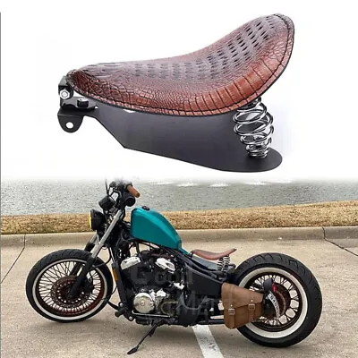 Brown Alligator 3  Spring Bracket Solo Seat For Harley Sportster Chopper Bobber • $85.80