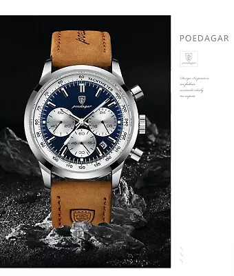 POEDAGAR Luxury Men Water Chronograph Watch High Quality Luminous Quartz Watch • $25.90